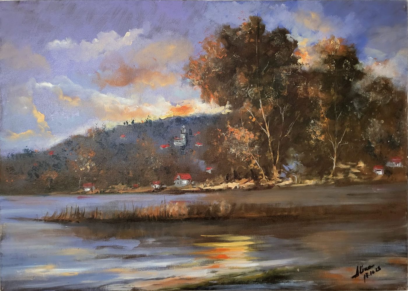 ArteDiAlina.com painting: Sunset over the hill
